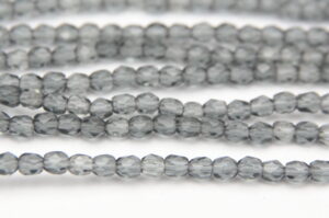 3mm Transparent Blue Steel Grey Firepolished Czech Glass