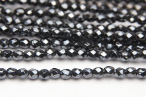 3mm Metallic Black Mirror Firepolished Czech Glass