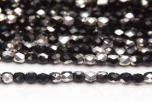 3mm Bright Silver Coated Jet Firepolished Czech Glass