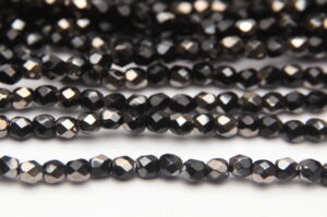 3mm Black Mirror Coated Jet Firepolished Czech Glass