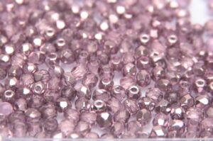3mm Semi Metallic Orchid Firepolished Czech Glass