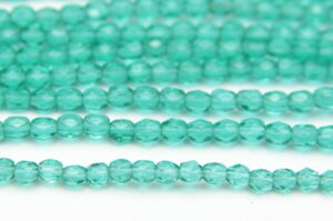 3mm Transparent Teal Lustre Firepolished Czech Glass