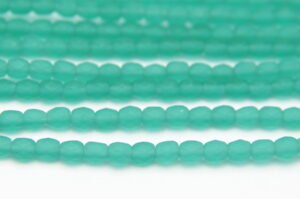 3mm Frosted Teal Firepolished Czech Glass
