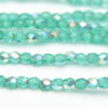 3mm Transparent Light Teal AB Firepolished Czech Glass