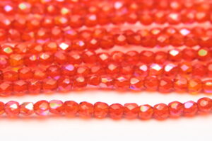 3mm Transparent Ember AB Firepolished Czech Glass