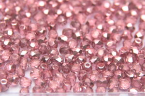 3mm Semi Metallic Watermelon Firepolished Czech Glass