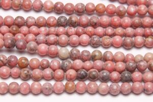 Rhodenite and Black Lace 4mm Round Semi Precious Gemstones
