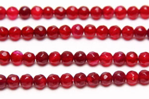 Deep Fuchsia Tinted Agate 4mm Facetted Round Semi Precious Gemstones