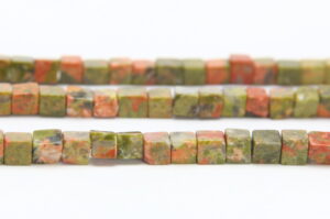 Unakite 4mm Cube Semi Precious Gemstones