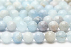 Aquamarine  10mm Facetted Round Semi Precious Gemstones