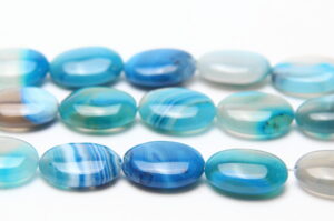 Teal Banded Agate 15x20mm Oval Semi Precious Gemstones