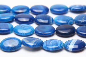 Blue Banded Agate 15x20mm Oval Semi Precious Gemstones
