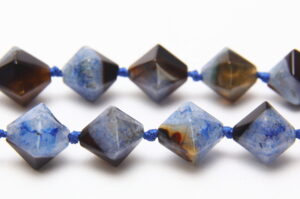 Blue Black Agate 18x15mm Bicone Semi Precious Gemstones