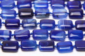 Blue Black Agate 12x15mm Rectangles Semi Precious Gemstones