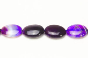 Purple Black Banded Agate 15x20mm Oval Semi Precious Gemstones