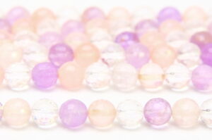 Rose Quartz, Amethyst and Rock Crystal Mix 8mm Facetted Round Semi Precious Gemstones