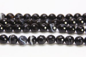 Banded Agate 8mm Facetted Round Semi Precious Gemstones