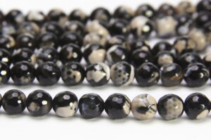 Cream Fire Agate 8mm Facetted Round Semi Precious Gemstones