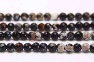 Cream Fire Agate 6mm Facetted Round Semi Precious Gemstones