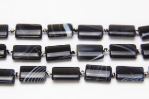 Black Banded Agate 8x15mm Rectangle Semi Precious Gemstones