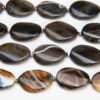 Black Banded Agate 30x20mm Twisted Oval Semi Precious Gemstones