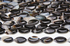 Banded Agate and Druzy 20x12mm Oval Semi Precious Gemstones