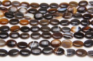 Banded Agate 15x8mm Oval Semi Precious Gemstones