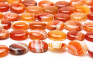 Banded Red Agate 20x15mm Oval Semi Precious Gemstones