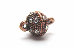 10mm Crystal Studded Brushed Copper Ball Magnetic Clasp