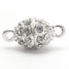 14x10mm Crystal Studded Bright Silver Oval Magnetic Clasp