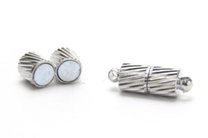 15x5mm Silver Patterned Magnetic Cylinder Clasp