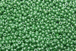Opaque Medium Green Luster Preciosa Seed Beads