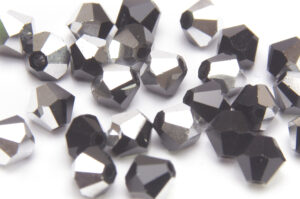 6mm Demi Coated Silver Jet Precision Bicones