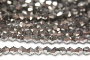 6mm Metallic Silver Crystal Bicones