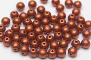 4mm Satin Copper Round Czech Glass Beads