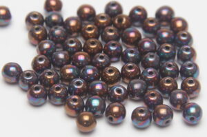 4mm Peacock Copper Round Czech Glass Beads