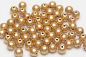 4mm Satin Gold Round Czech Glass Beads