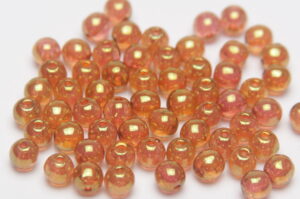 4mm Amber Rosaline Round Czech Glass Beads