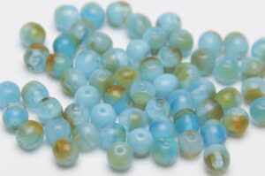 4mm Picasso Turquoise Round Czech Glass Beads