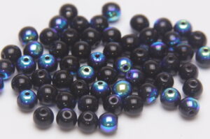 4mm Sapphire Fumed Jet AB Round Czech Glass Beads