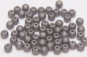 4mm Satin Peweter Round Czech Glass Beads
