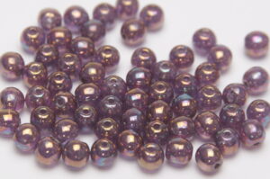 4mm Golden Amethyst Round Czech Glass Beads