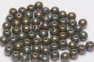 4mm Lustre Olivine Round Czech Glass Beads