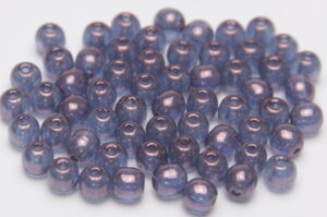 4mm Copper Amethyst Round Czech Glass Beads