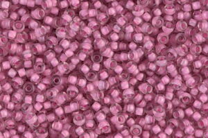 Semi Frosted Light Raspberry Lined Crystal Miyuki 11/0 Seed Beads