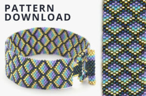 Mermaid Odd Count Peyote Bracelet with Beaded Clasp Pattern Download