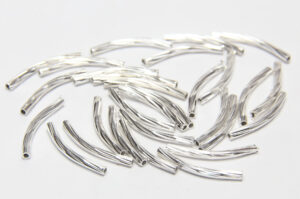 20x2mm Bright Silver Fancy Curved Tubes