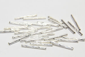 20x2mm Bright Silver Fancy Straight Tubes