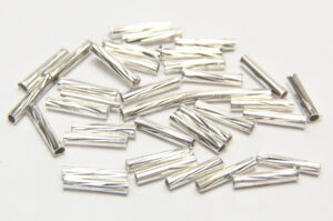 10x2mm Bright Silver Fancy Straight Tubes