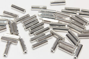 11x3mm Bright Silver Octagon Straight Tubes